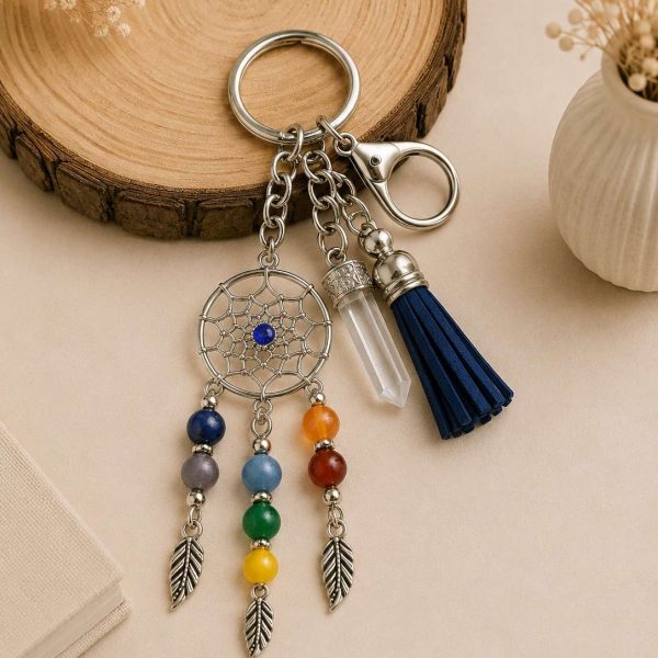 7 Chakra Dream Catcher Keyring with Lapis Pendant
