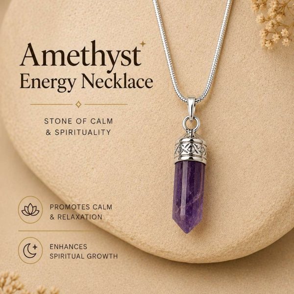 Reiki Healing Amethyst Pencil Pendant