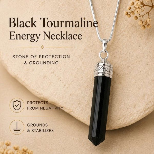 Reiki Healing Black Tourmaline Pencil Pendant