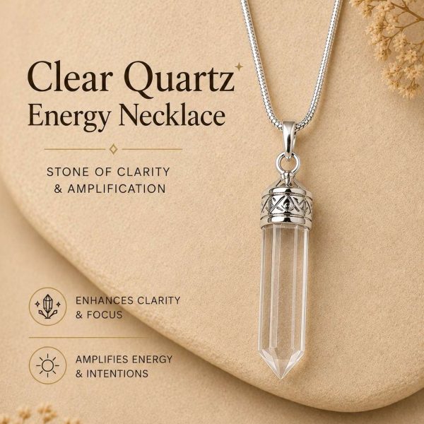 Reiki Healing Clear Quartz Pencil Pendant