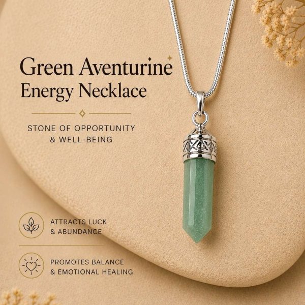 Reiki Healing Green Aventurine Pencil Pendant