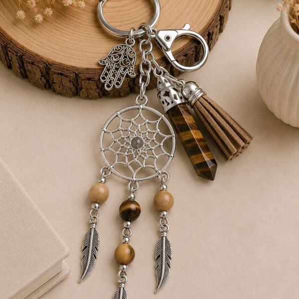 Tiger Eye Dream Catcher Keyring