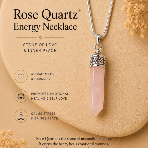 Reiki Healing Rose Quartz Pencil Pendant