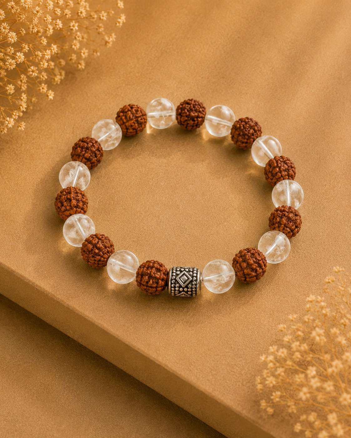 Rudraksha with clear quartz