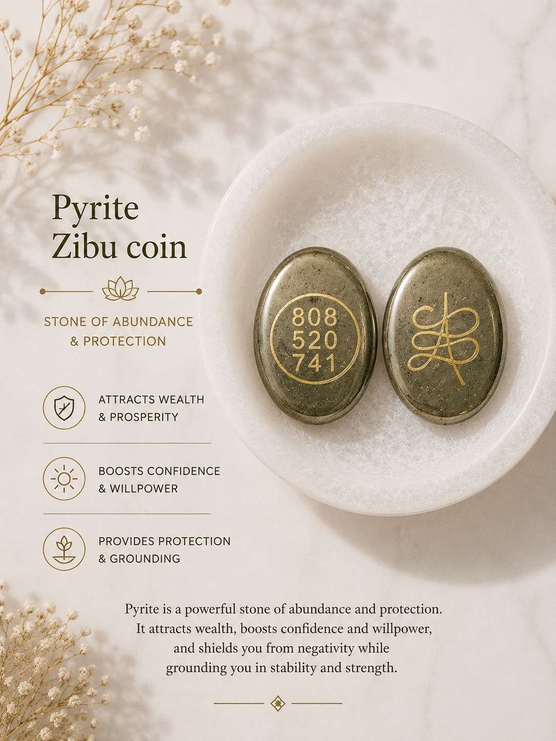 Pyrite Zibu Coin For Abundance and Prosperity